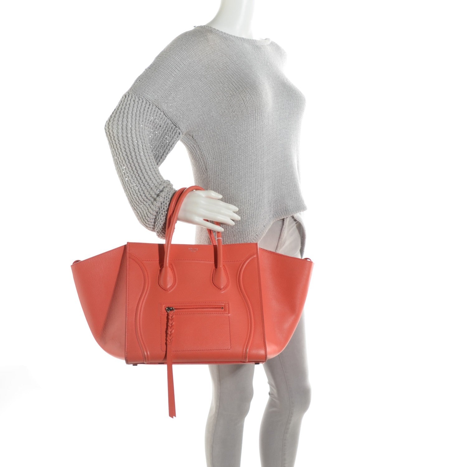 Celine Grained Calfskin Medium Phantom Luggage Coral 8 of 15