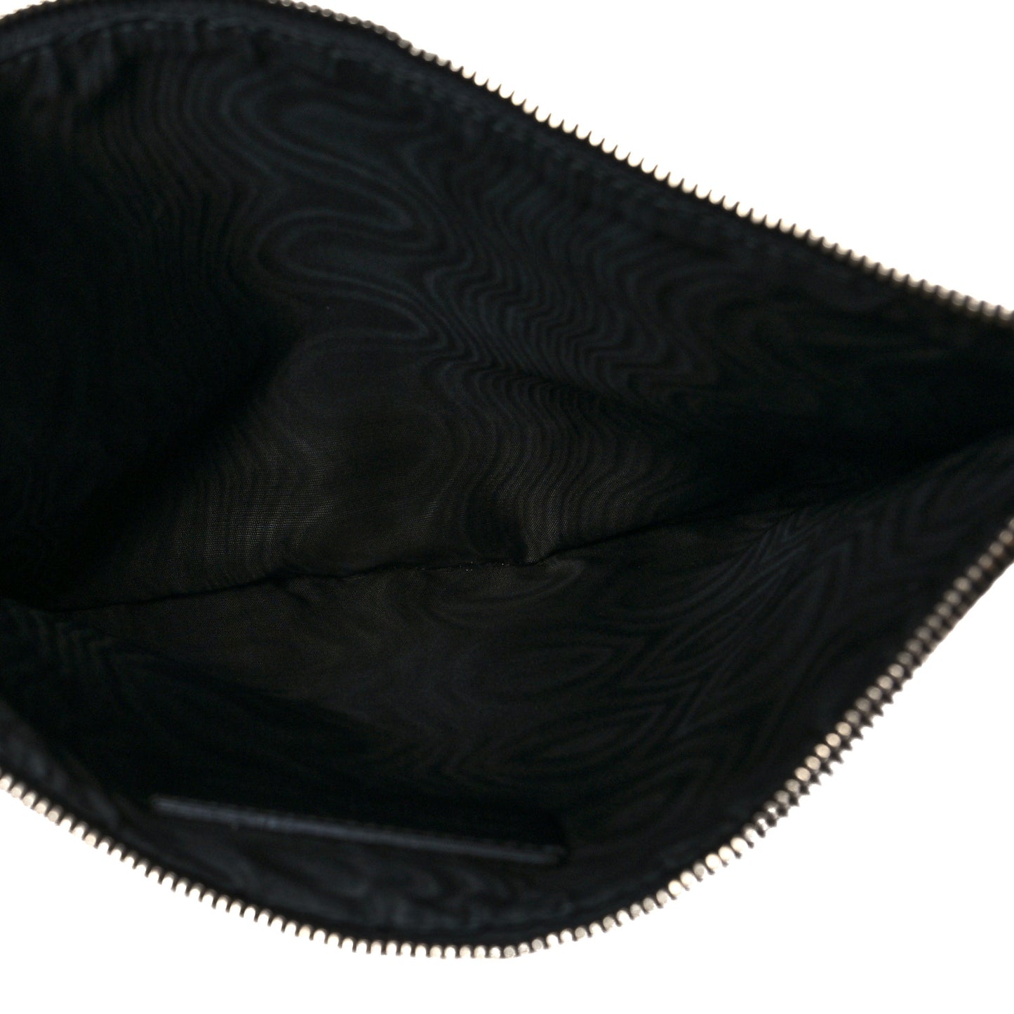 Silk Fur Print Zip Pouch Black Grey
