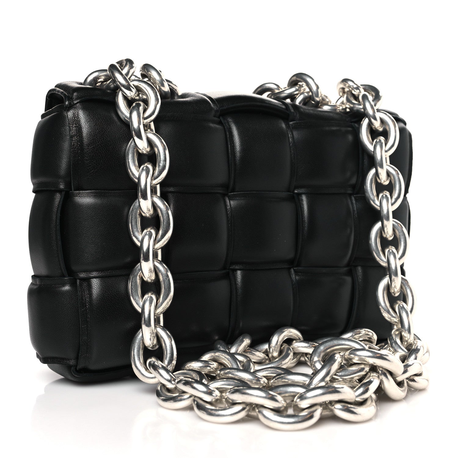 Bottega Veneta Lambskin Maxi Intreccio Padded Chain Cassette Crossbody Bag Black 3 of 8