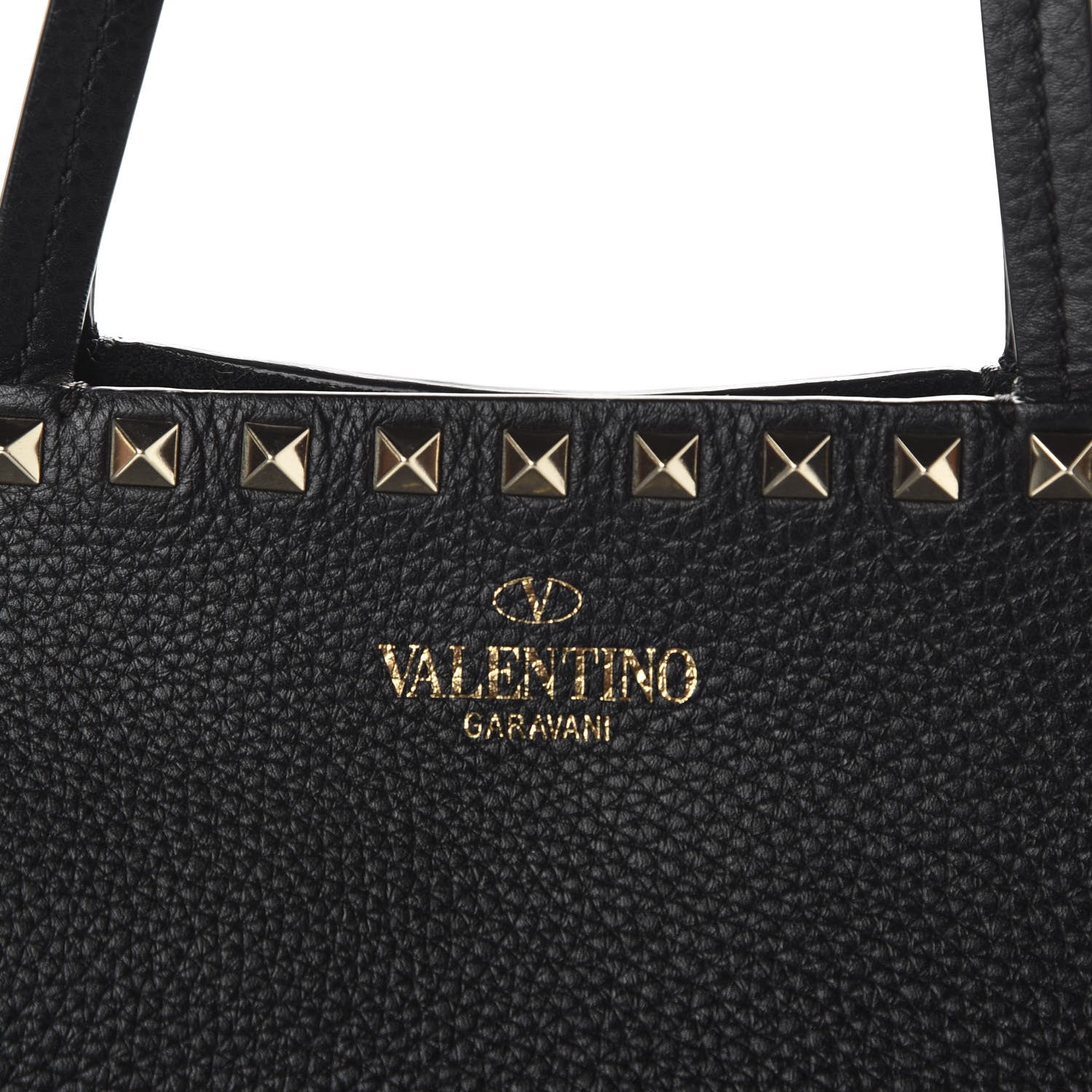 Valentino Garavani Grained Calfskin Rockstud Shoulder Tote Black 9 of 9