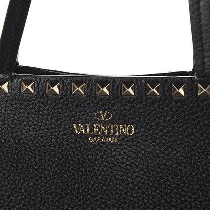 Valentino Garavani Grained Calfskin Rockstud Shoulder Tote Black 9 of 9