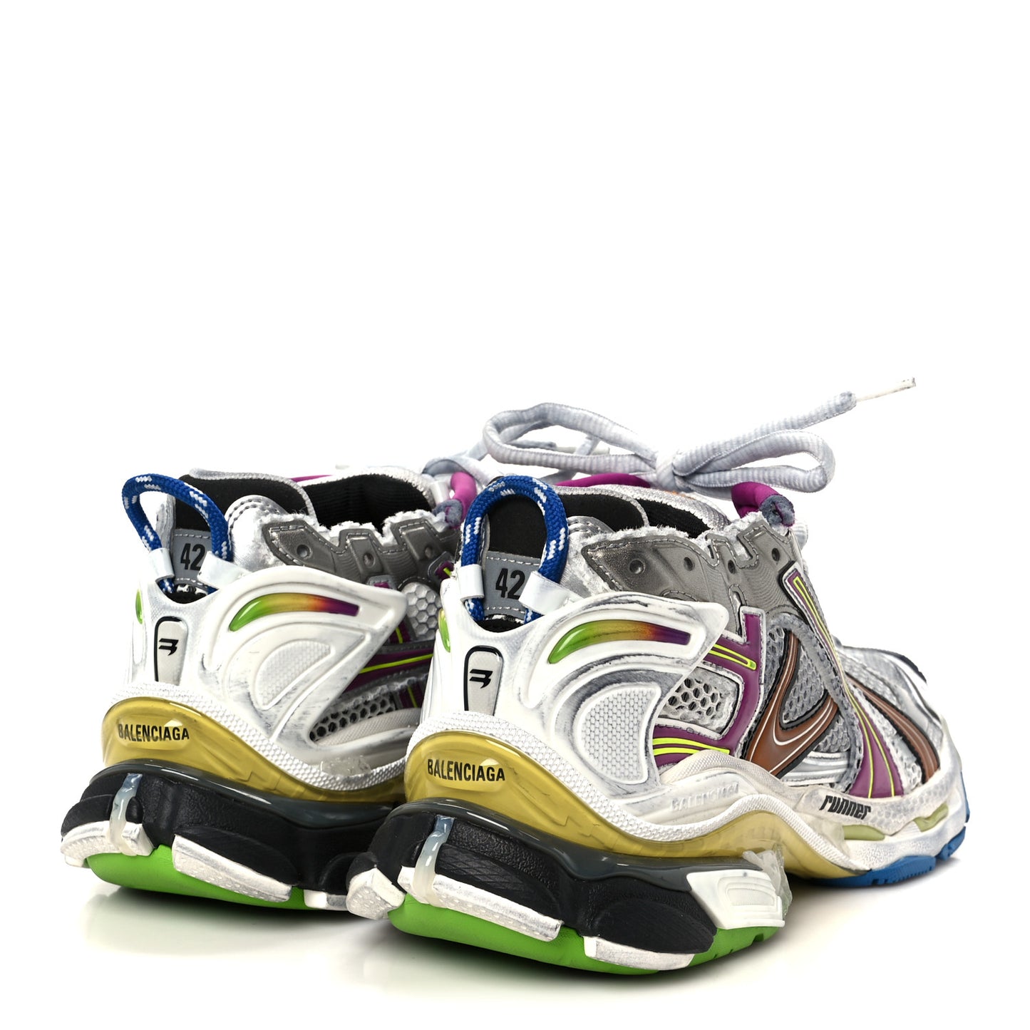 Mesh Rubber Distressed Mens Runner Sneakers 42 Multicolor