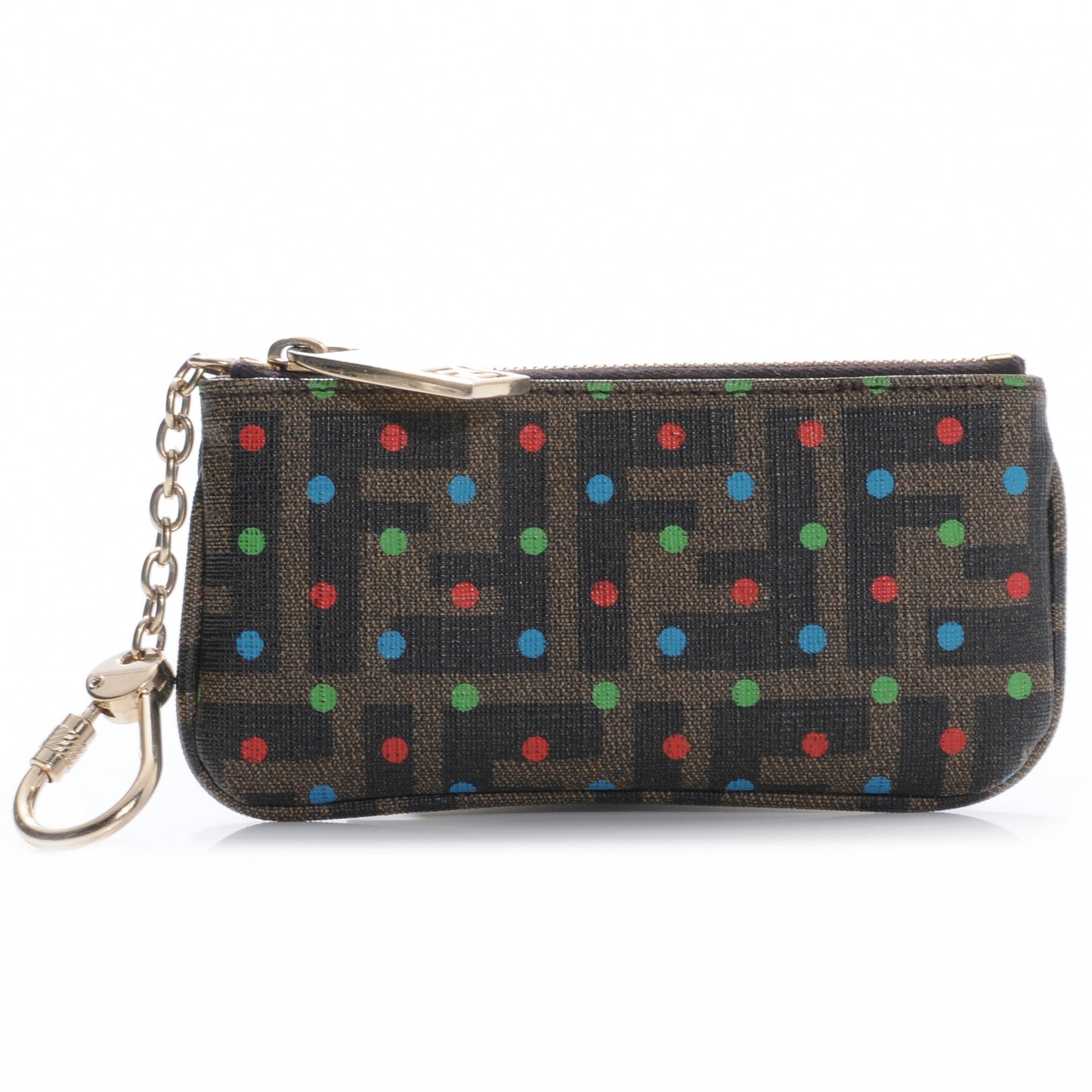 Zucca Spalmati Polka Dot Coin Pouch Key Case Tobacco Multicolor
