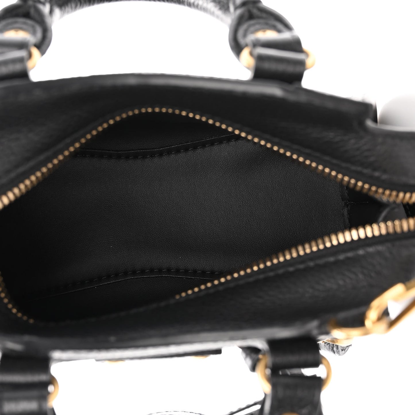 Grained Calfskin Neo Classic Gold Hardware Nano City Crossbody Black
