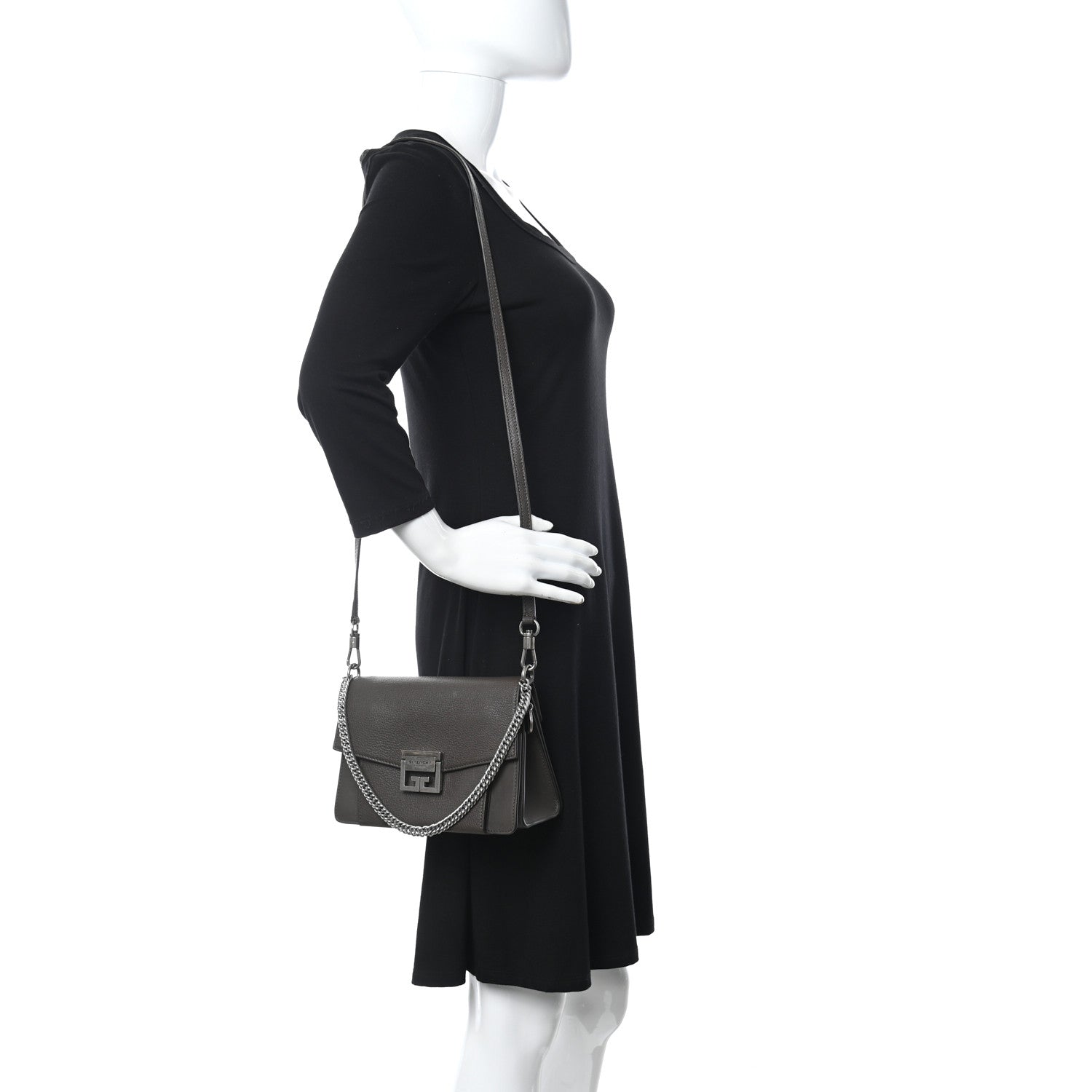 Givenchy Goatskin Small GV3 Shoulder Bag Heather Grey 2 of 11