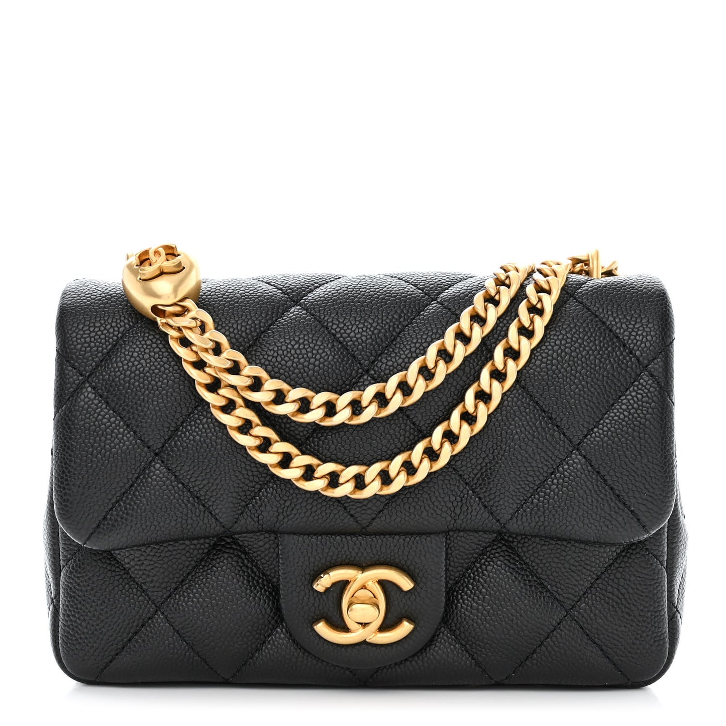 Caviar Quilted Mini Sweetheart Rectangular Flap Black