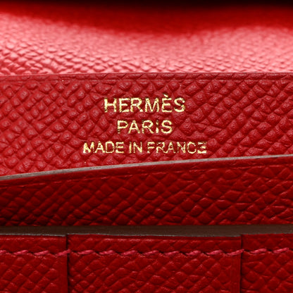 Hermes Epsom Bearn Gusset Wallet Rouge Casaque 6 of 8