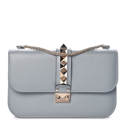Valentino Garavani Vitello Medium Glam Lock Rockstud Flap Nube 1 of 8