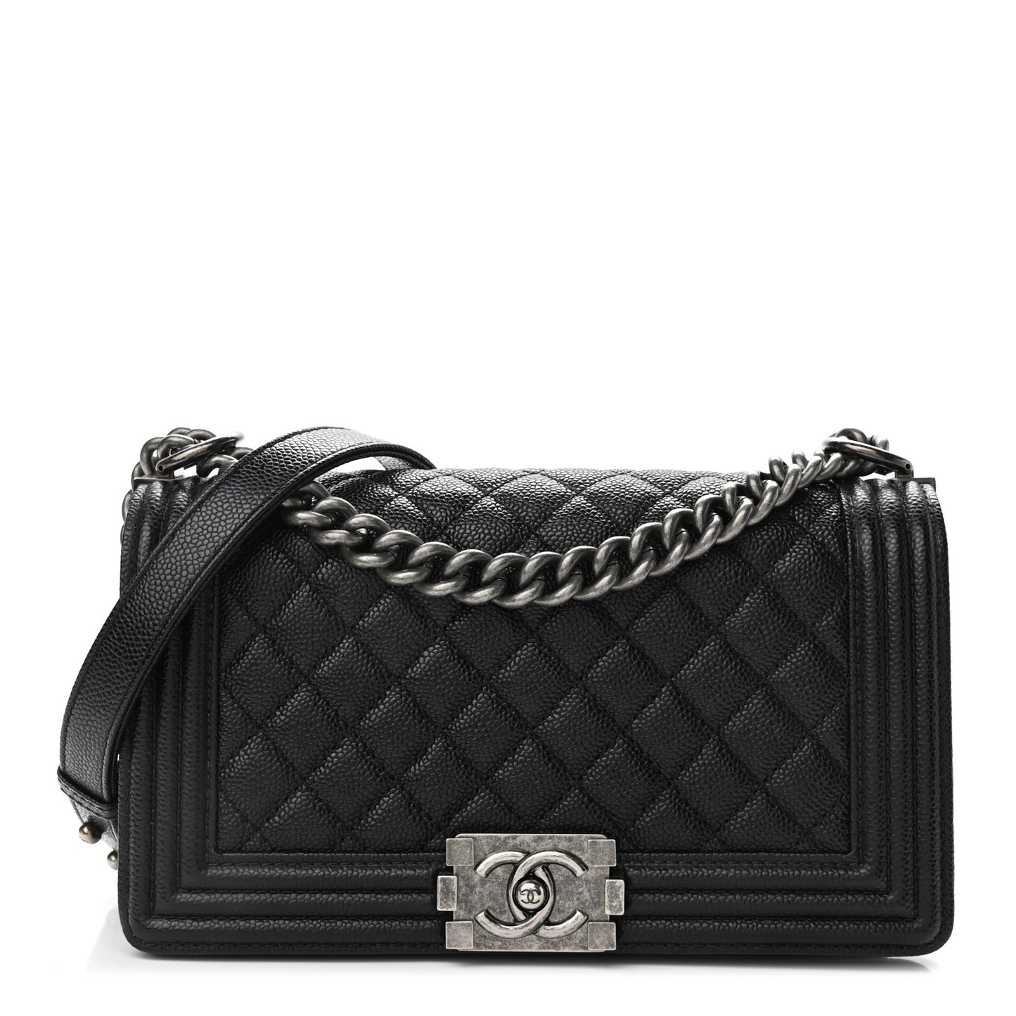 Caviar Quilted Medium Boy Flap Black
