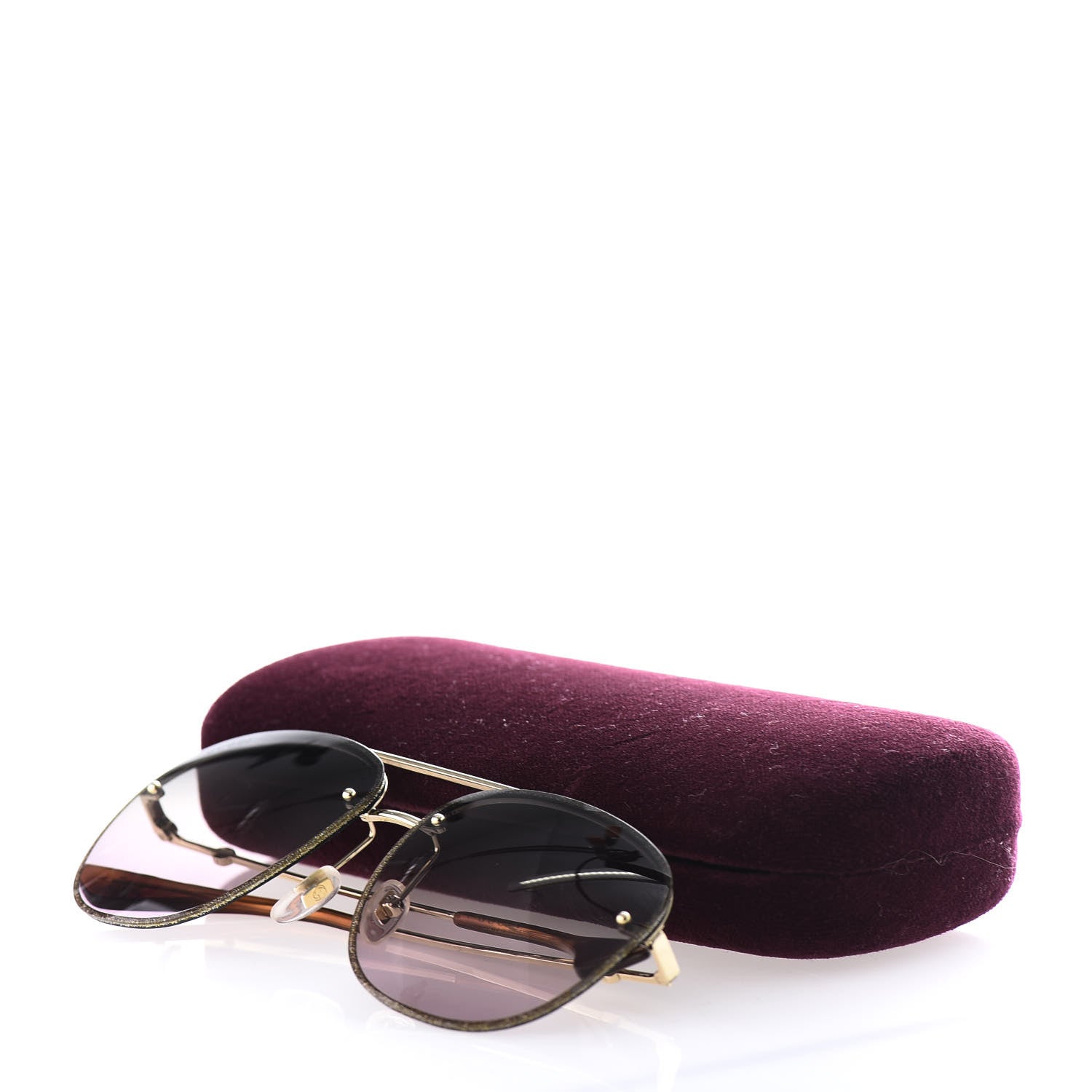 Gucci Metal Aviator Glitter Sunglasses GG0227S Gold 10 of 10