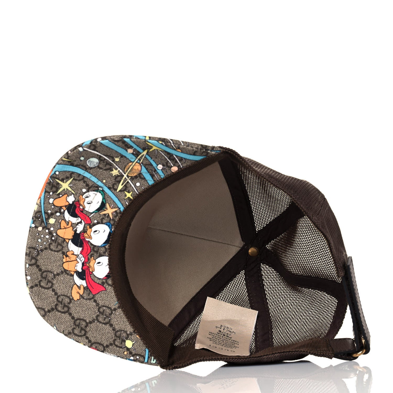 Gucci X DISNEY GG Supreme Monogram Donald Duck Baseball Hat M Beige Multicolor New Acero 7 of 8