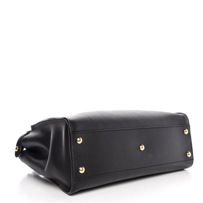 Fendi Vitello Seta Shiny Nappa Medium Peekaboo Iconic Satchel Black 4 of 9