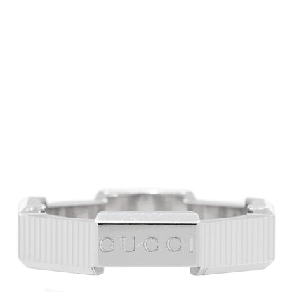 Gucci 18K White Gold 5mm Link To Love Striped Ring 53 6.25 1 of 4