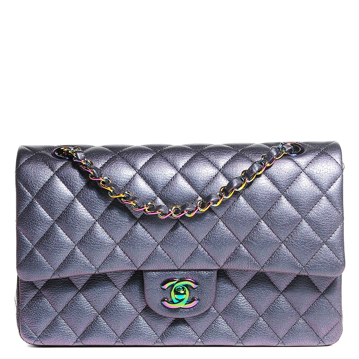 Chanel Iridescent Goatskin Quilted Medium Flap Purple 1 of 9