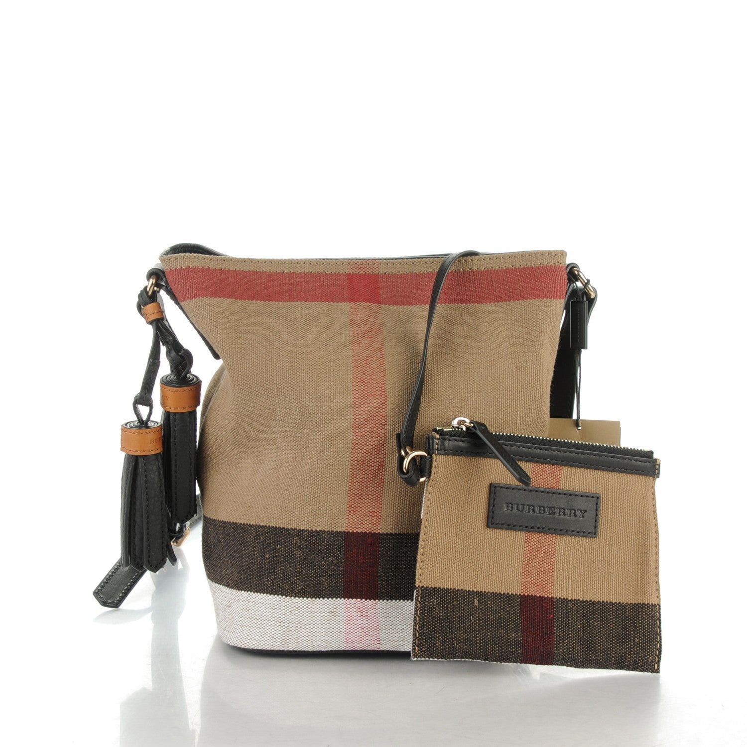 Burberry Canvas Mega Check Mini Ashby Tassel Crossbody Black 3 of 9