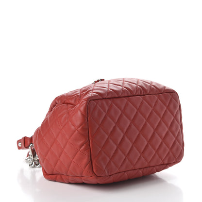 Chanel Lambskin Quilted Small CC Chain Drawstring Bucket Bag Red 3 of 9