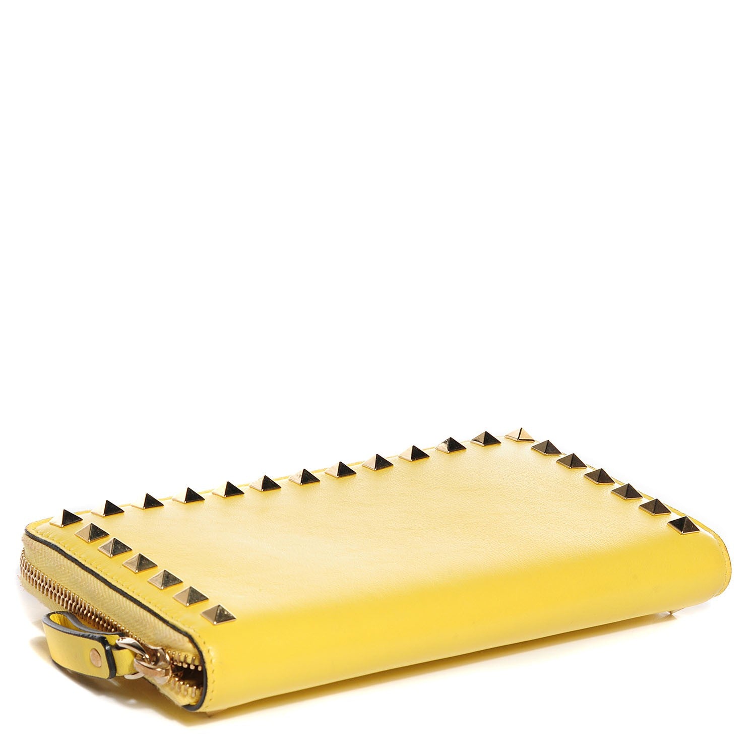 Valentino Garavani Calfskin Rockstud Zip Around Wallet Naples Yellow 4 of 9