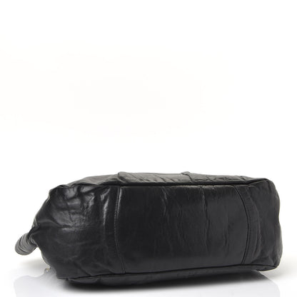 Prada Soft Calf Pleated Hobo Black 3 of 8