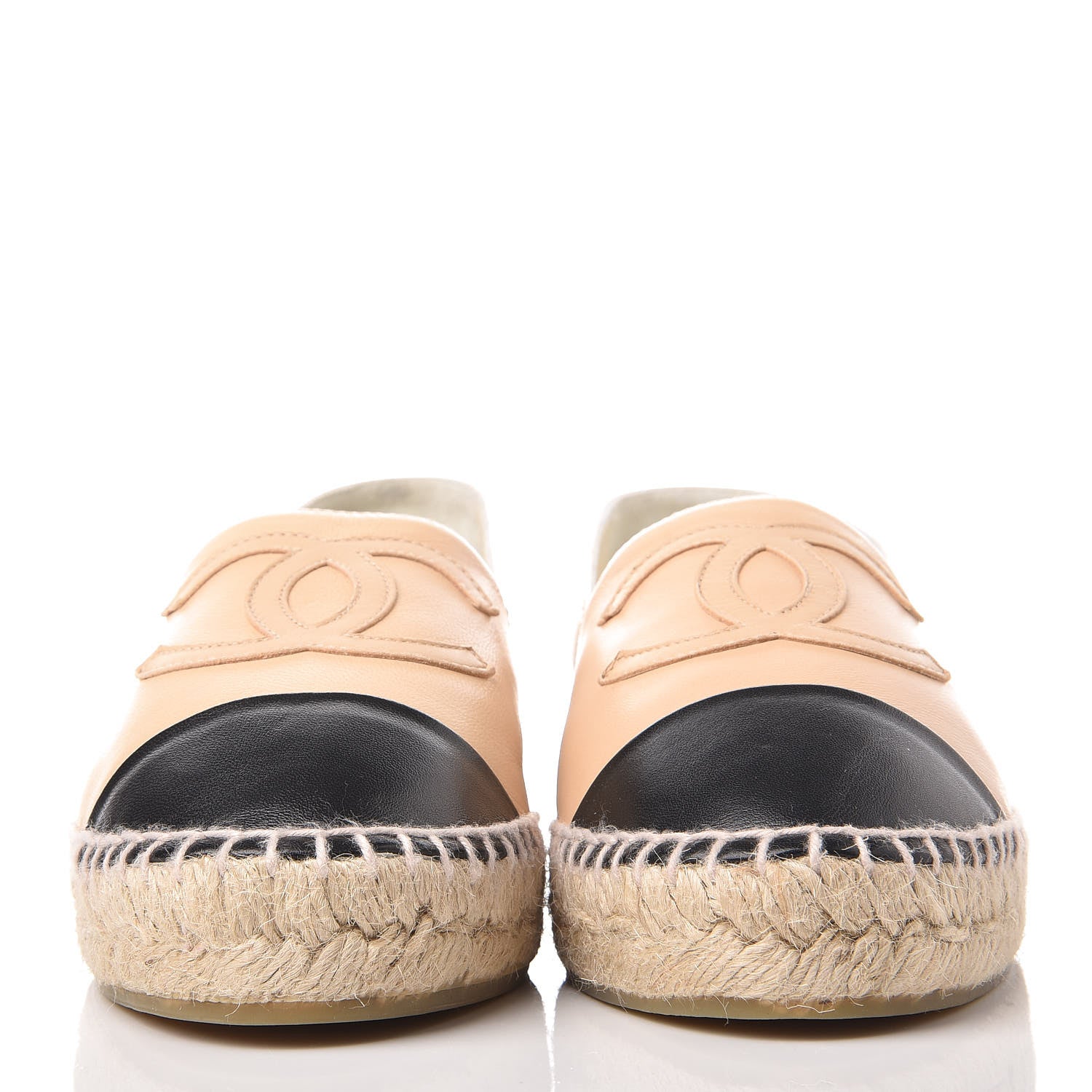 Chanel Lambskin CC Espadrilles 38 Beige Black 2 of 13