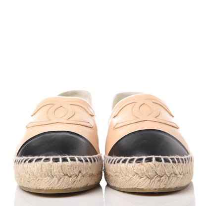 Chanel Lambskin CC Espadrilles 38 Beige Black 2 of 13