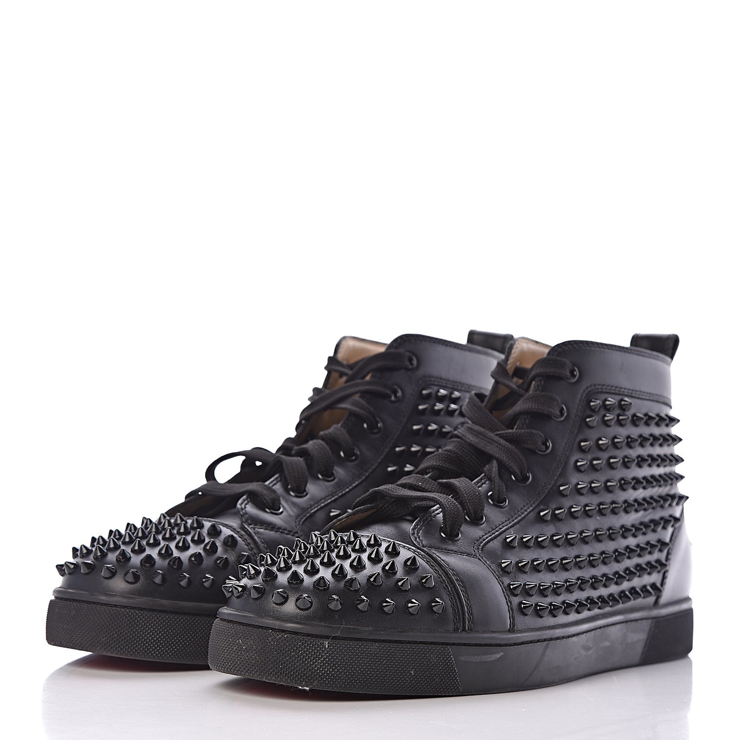 Calfskin Mens Louis Spikes Flat Sneakers 45 Black