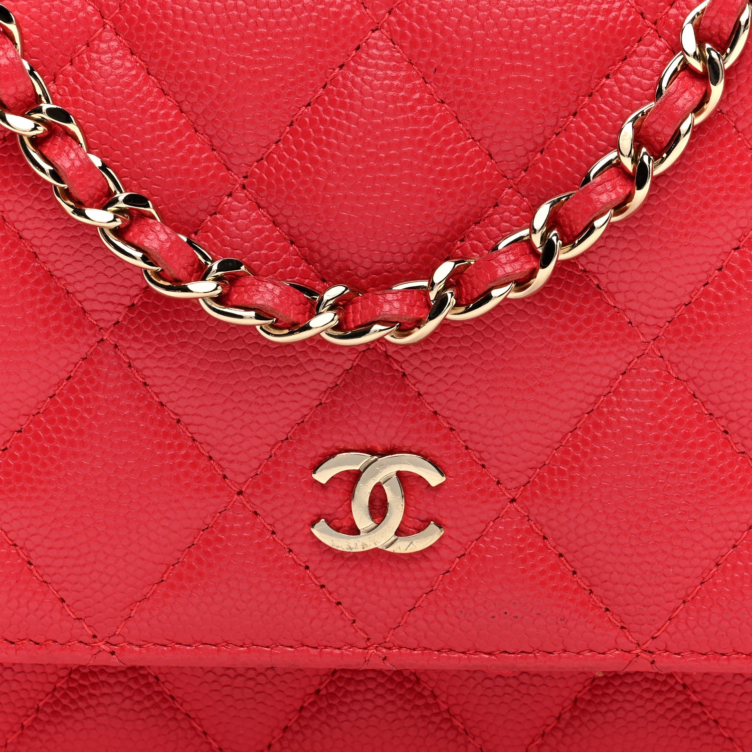 Chanel Caviar Quilted Mini Wallet On Chain WOC Red 8 of 10