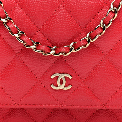 Chanel Caviar Quilted Mini Wallet On Chain WOC Red 8 of 10