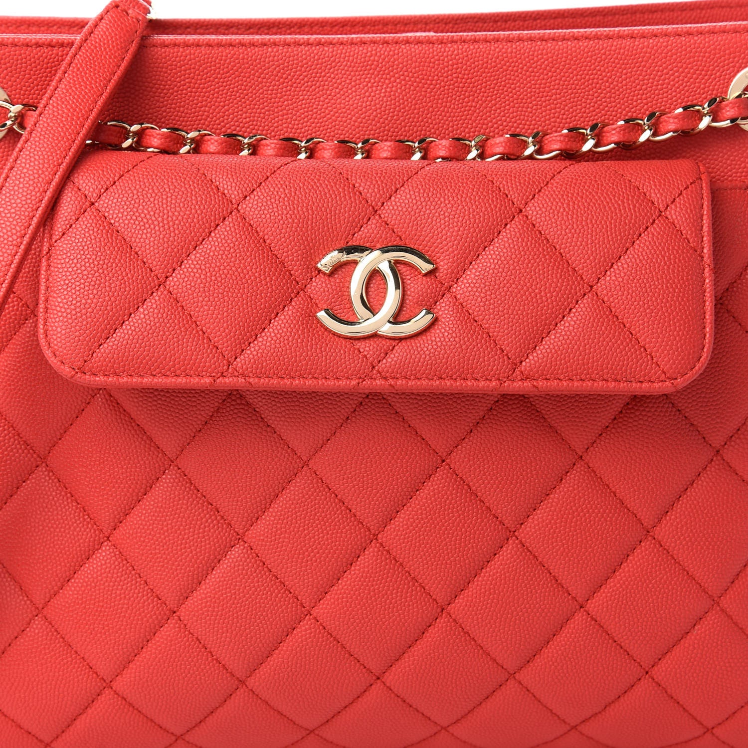 Chanel Caviar Quilted In Out Flap Shopping Tote Red 10 of 12