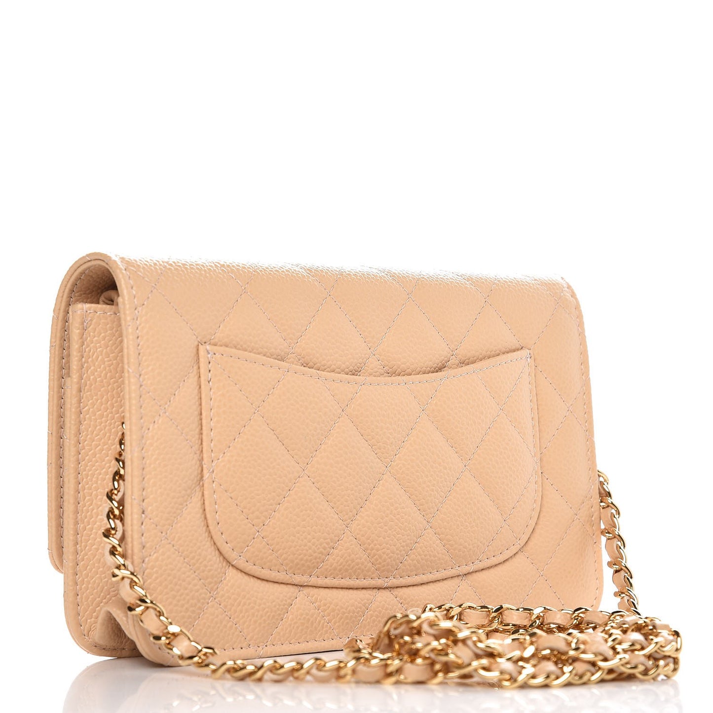 Caviar Quilted Wallet On Chain WOC Beige Clair