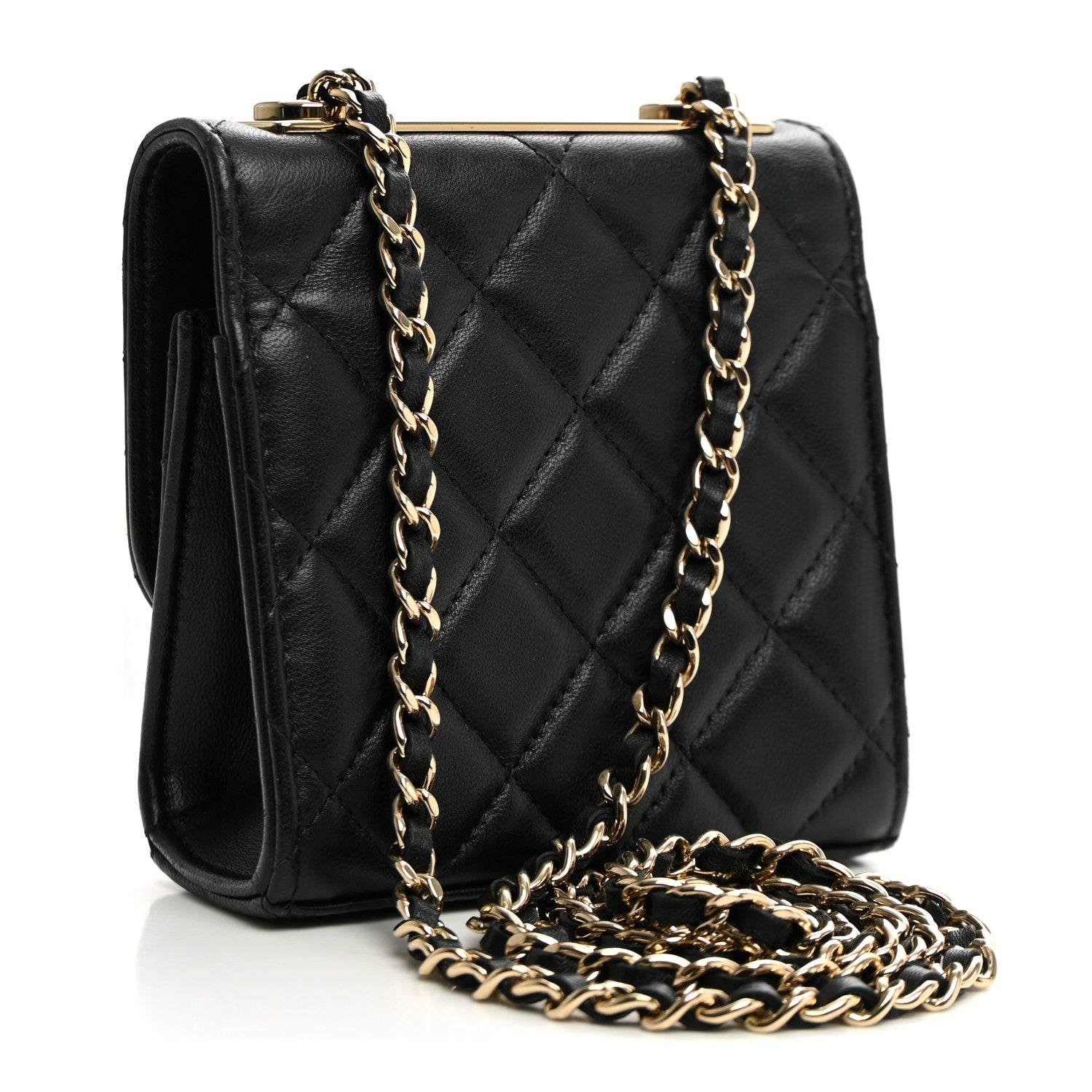 Chanel Lambskin Quilted Mini Trendy CC Clutch With Chain Black 3 of 10