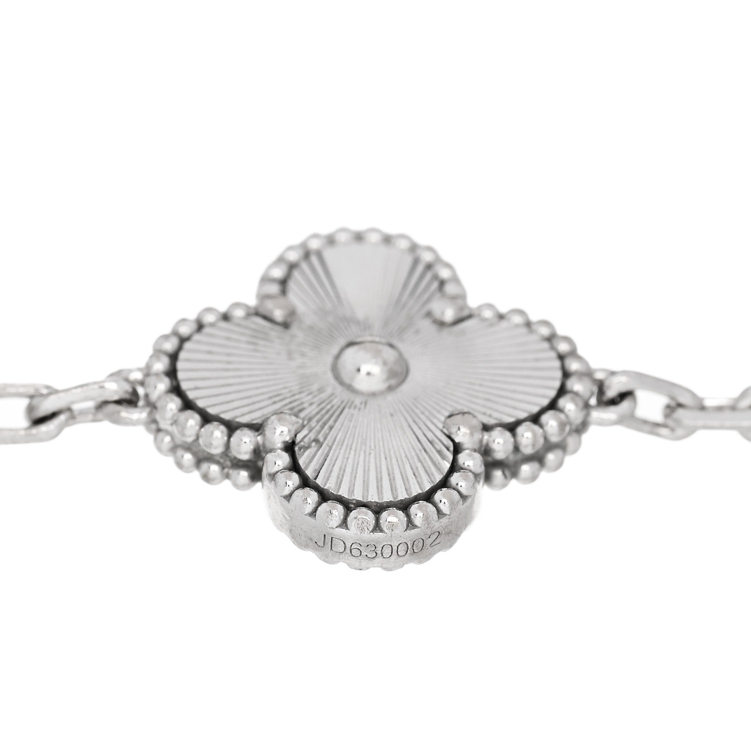 Van Cleef & Arpels 18K White Gold 5 Motifs Guilloche Vintage Alhambra Bracelet 4 of 4