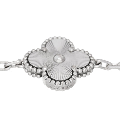 Van Cleef & Arpels 18K White Gold 5 Motifs Guilloche Vintage Alhambra Bracelet 4 of 4