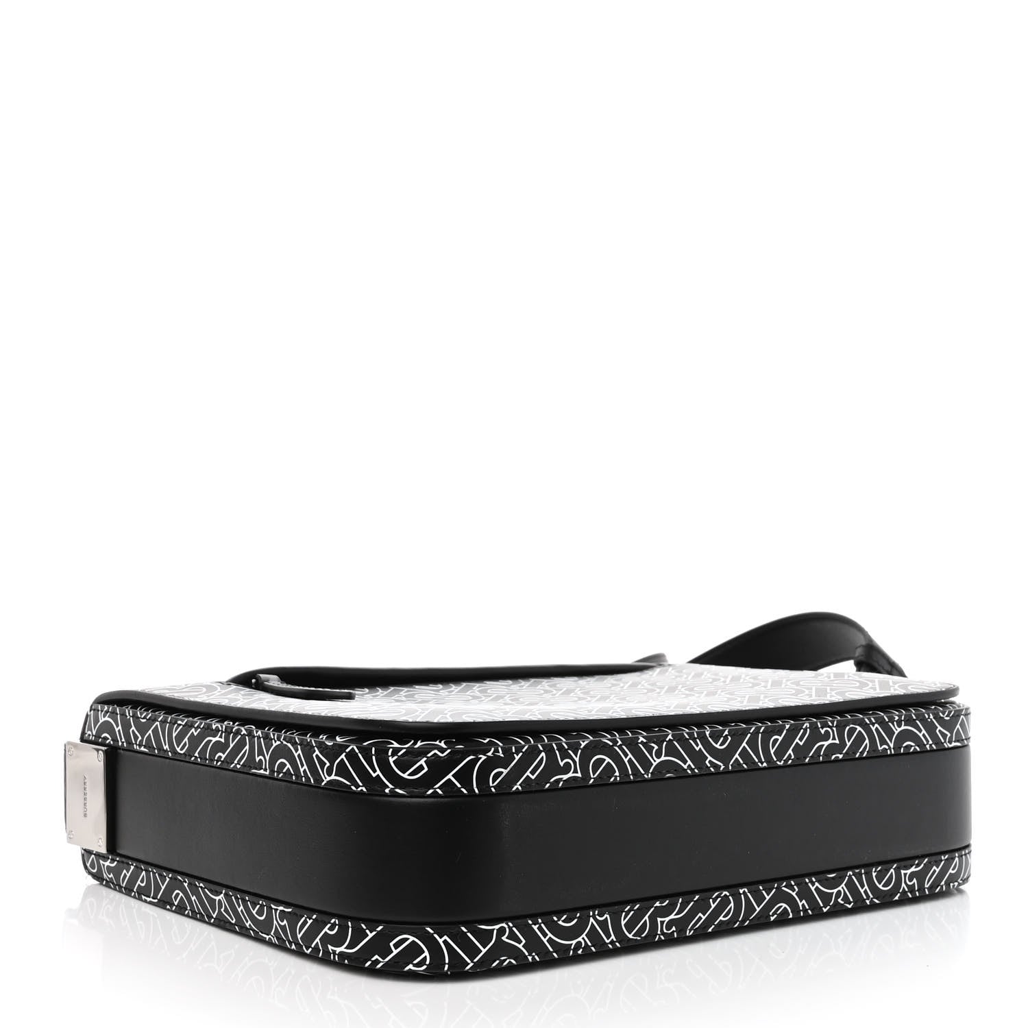 Burberry Calfskin Monogram TB Print Messenger Bag Black White 4 of 9