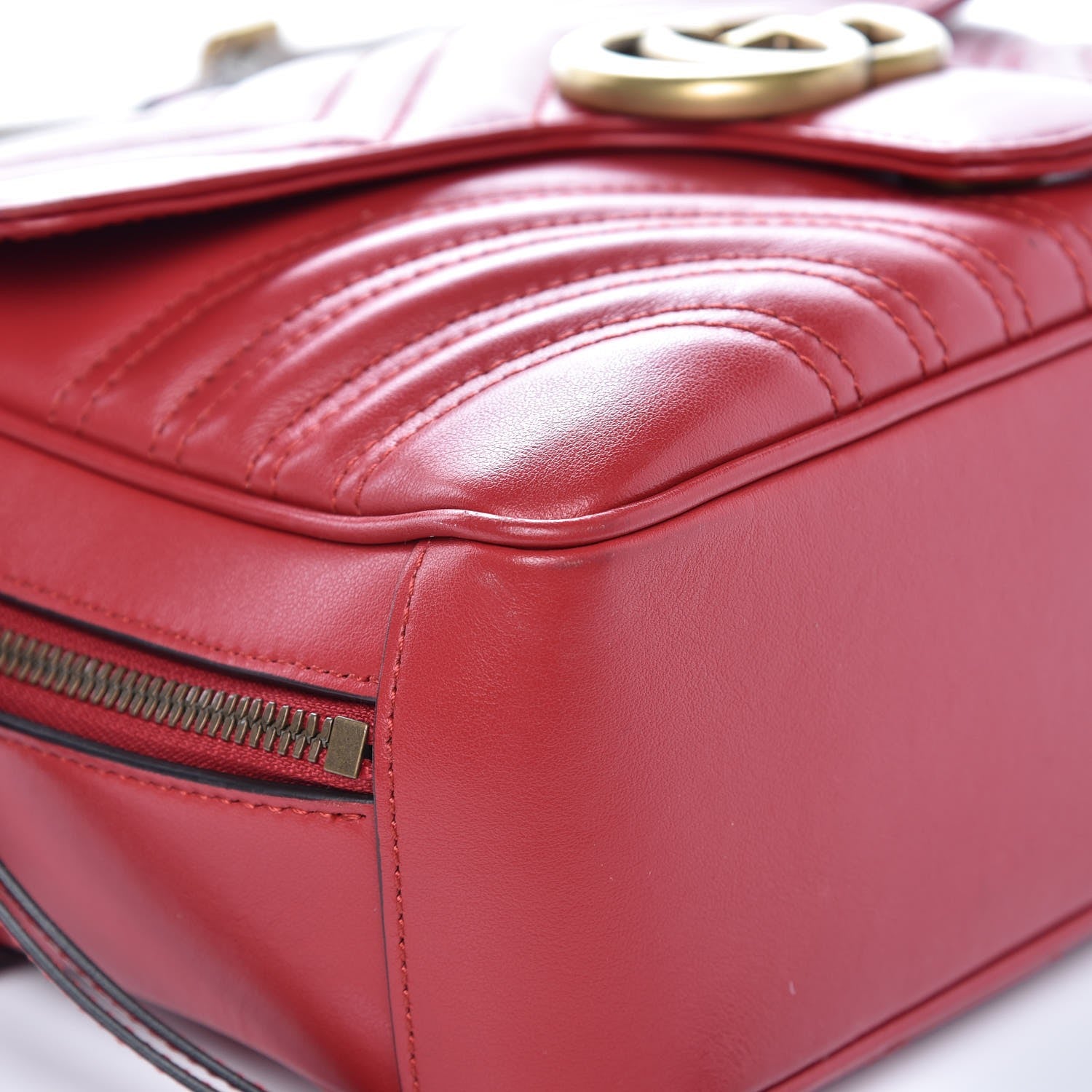 Gucci Calfskin Matelasse Sylvie Web Small GG Marmont Top Handle Shoulder Bag Hibiscus Red 8 of 8