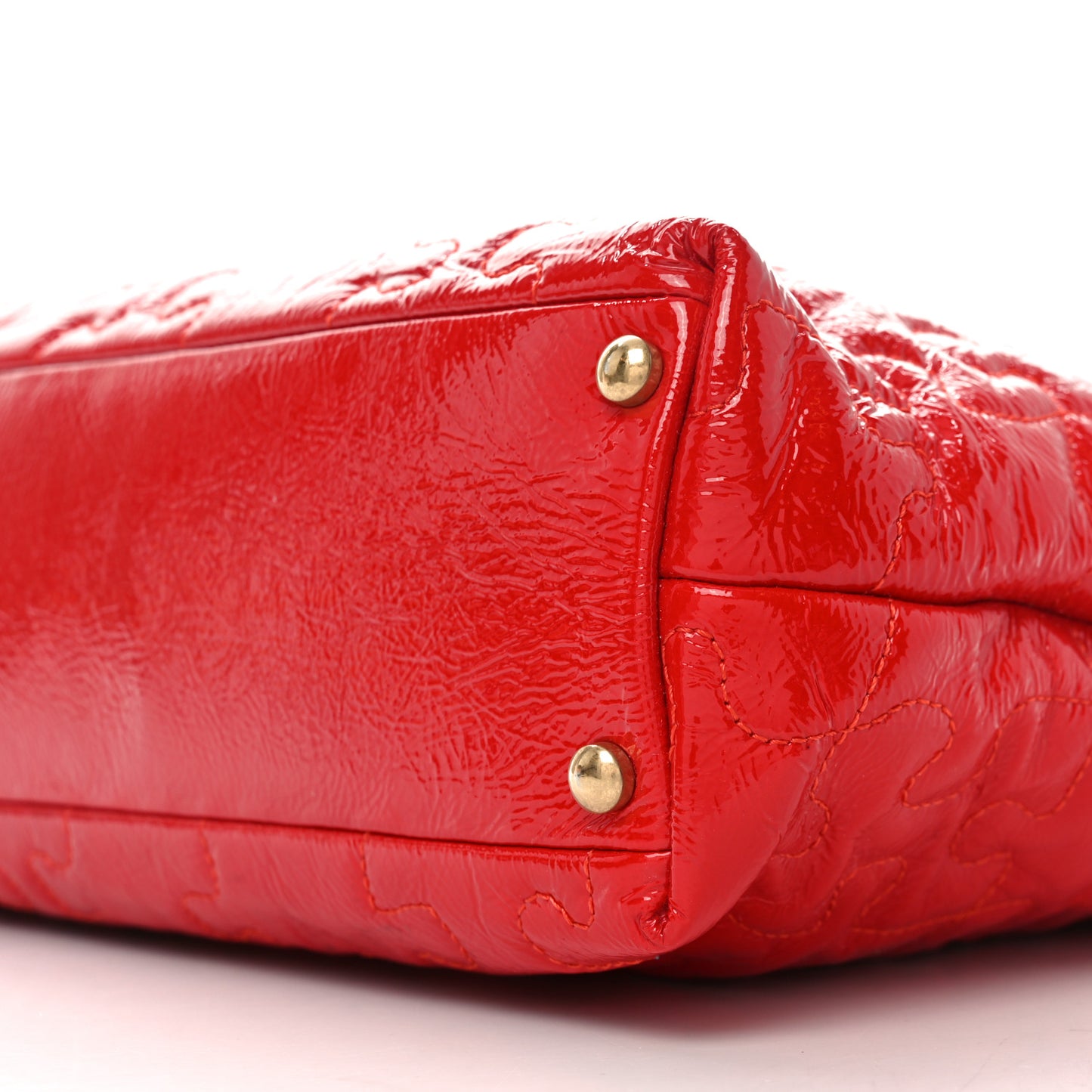 Crackled Patent Calfskin Puzzle Tote Red