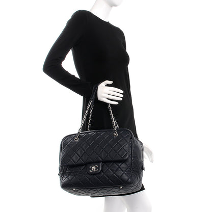 Chanel Washed Lambskin Quilted Travel Flap Tote Navy 2 of 8