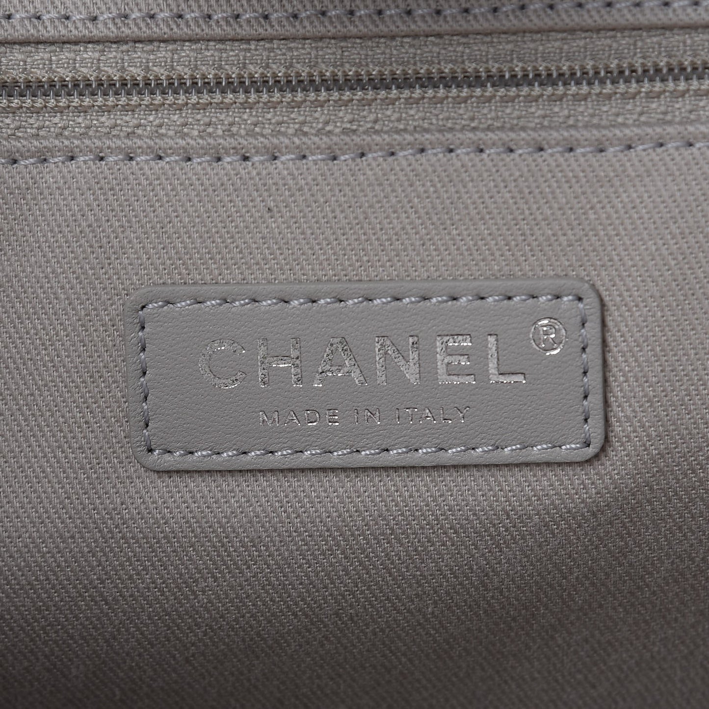 Striped Canvas Medium Deauville Tote Grey Black