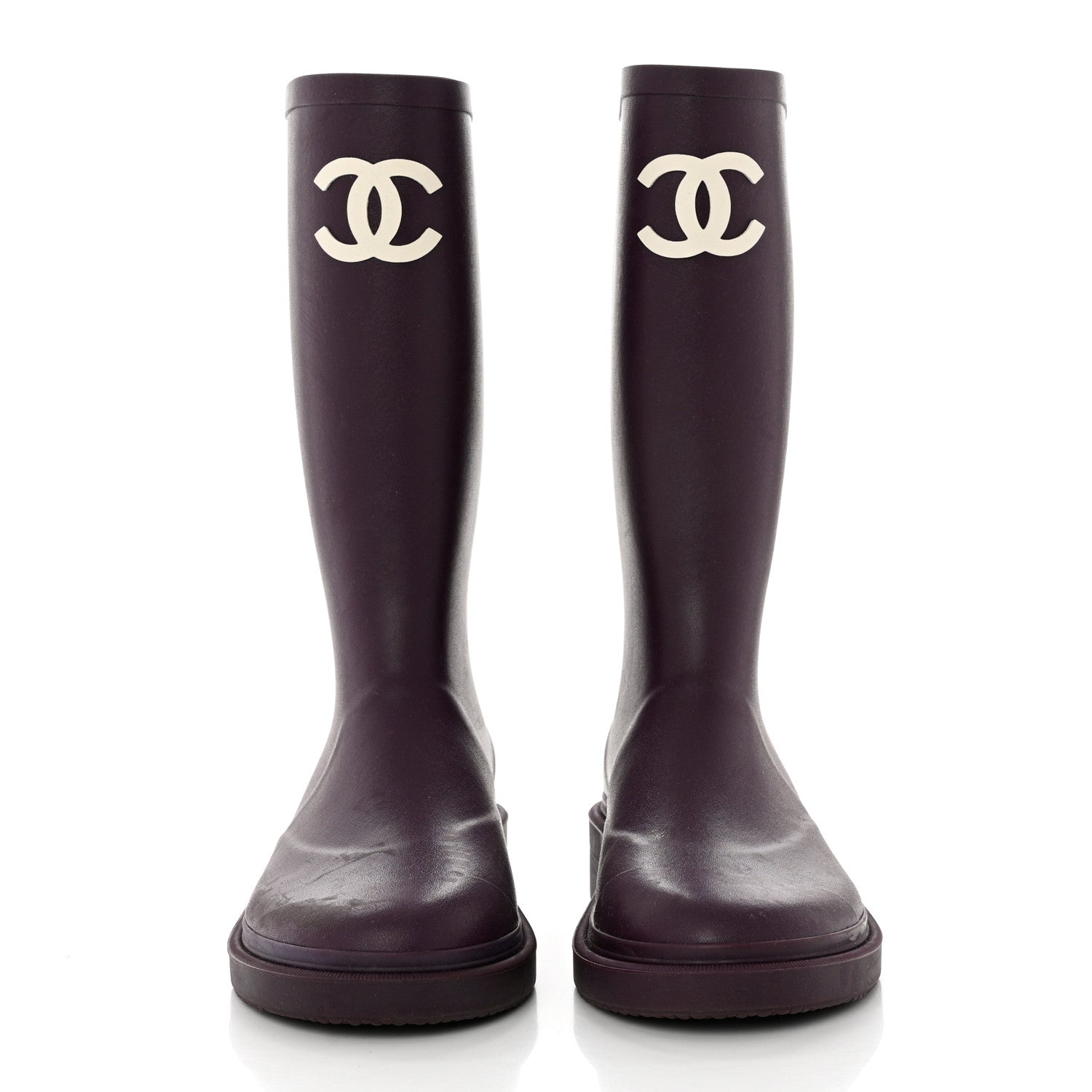 Chanel Caoutchouk CC High Boots 37 Dark Purple 2 of 7