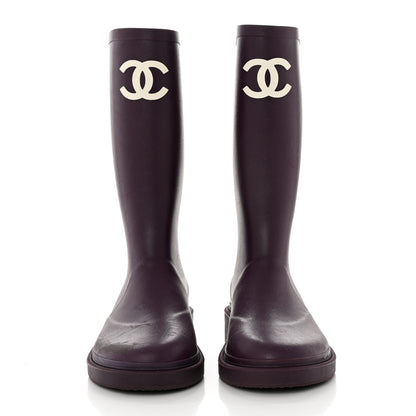 Chanel Caoutchouk CC High Boots 37 Dark Purple 2 of 7