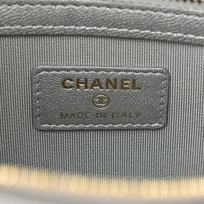 Chanel Metallic Lambskin Quilted Chanel 19 Pouch Silver 6 of 8
