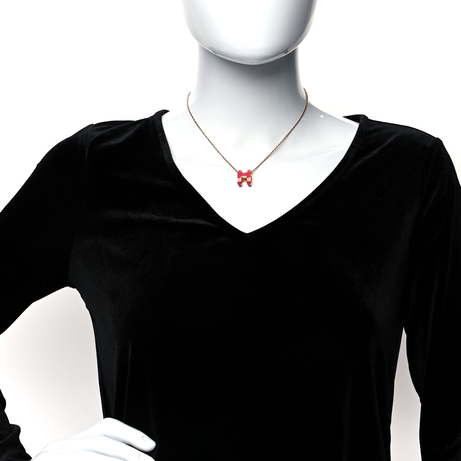 Hermes Lacquered Rose Gold Pop H Pendant Necklace Rose Extreme 2 of 5