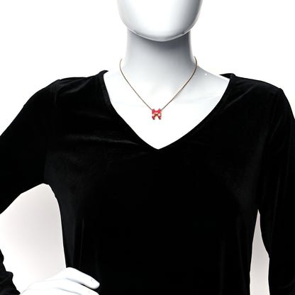 Hermes Lacquered Rose Gold Pop H Pendant Necklace Rose Extreme 2 of 5