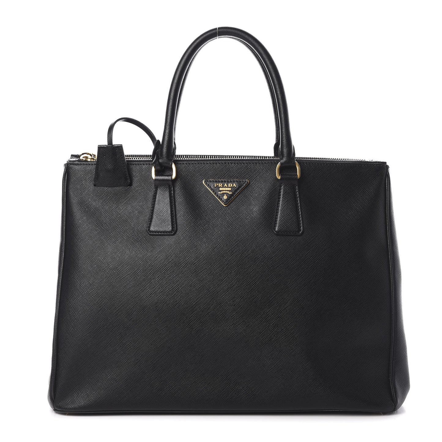 Saffiano Medium Galleria Double Zip Tote Black