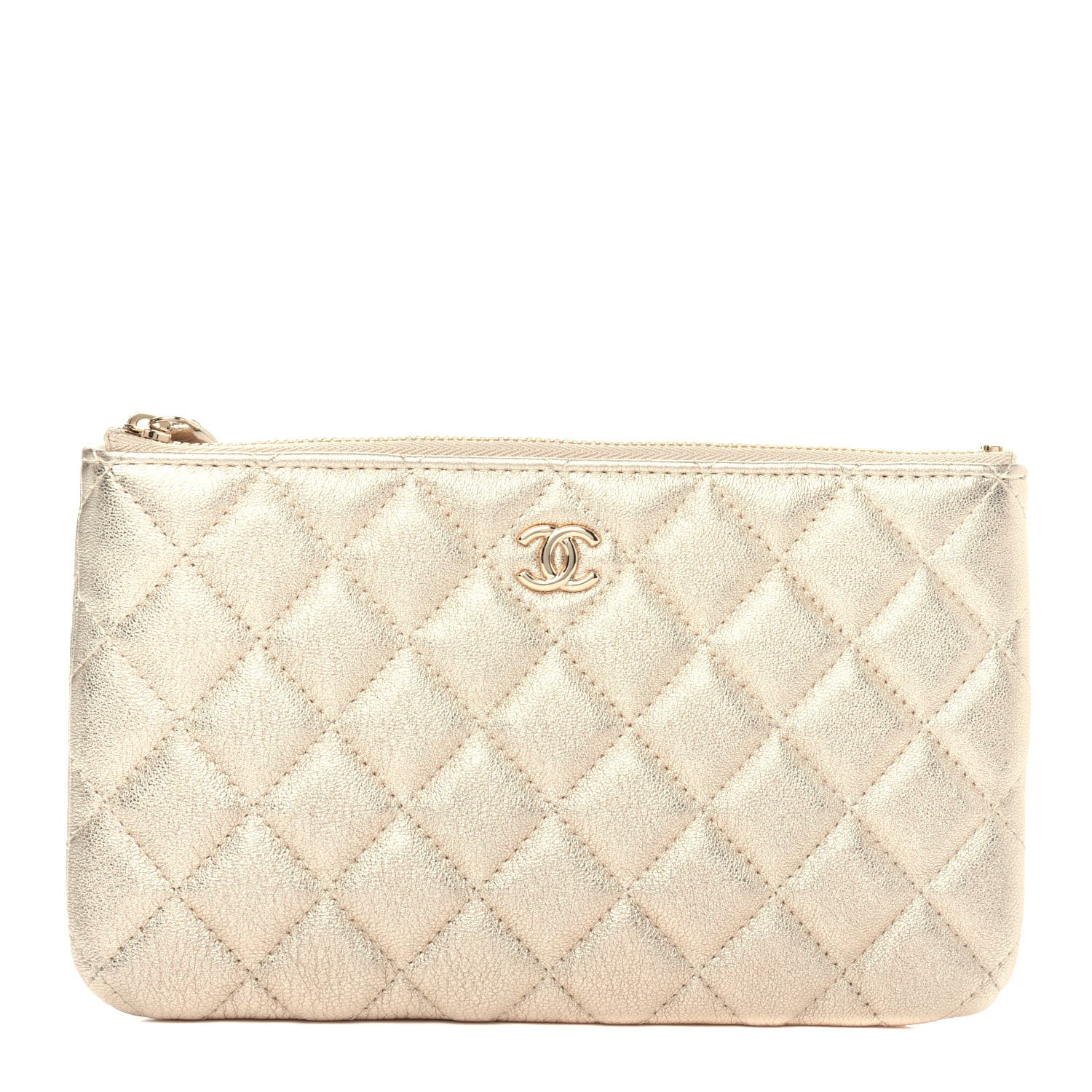 Chanel Metallic Lambskin Quilted Cosmetic Case Gold 1 of 8