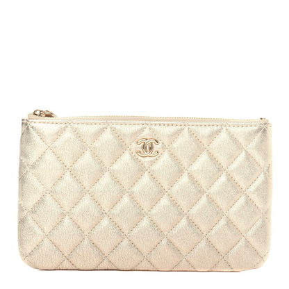 Chanel Metallic Lambskin Quilted Cosmetic Case Gold 1 of 8