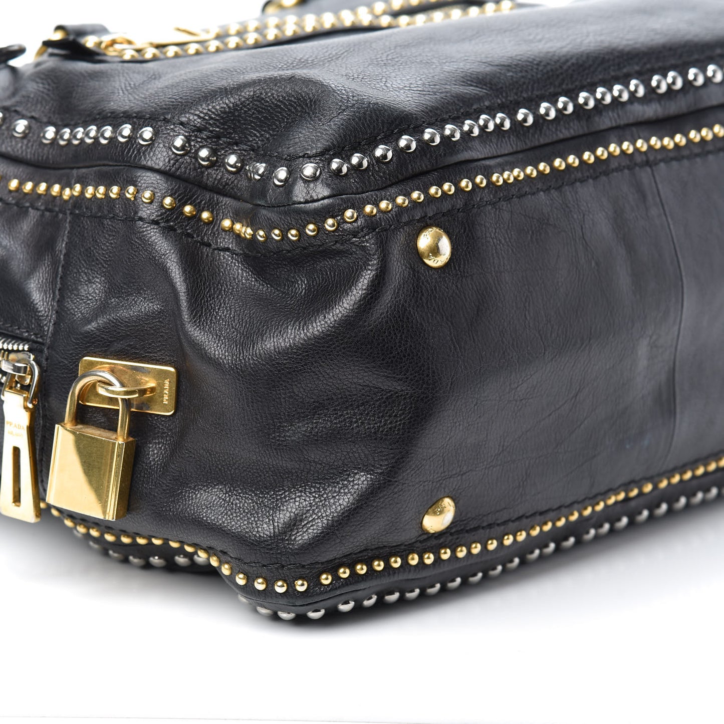 Glace Calfskin Studded Tote Black