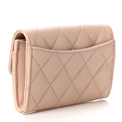 Chanel Caviar Quilted Flap Card Holder Wallet Beige 3 of 12