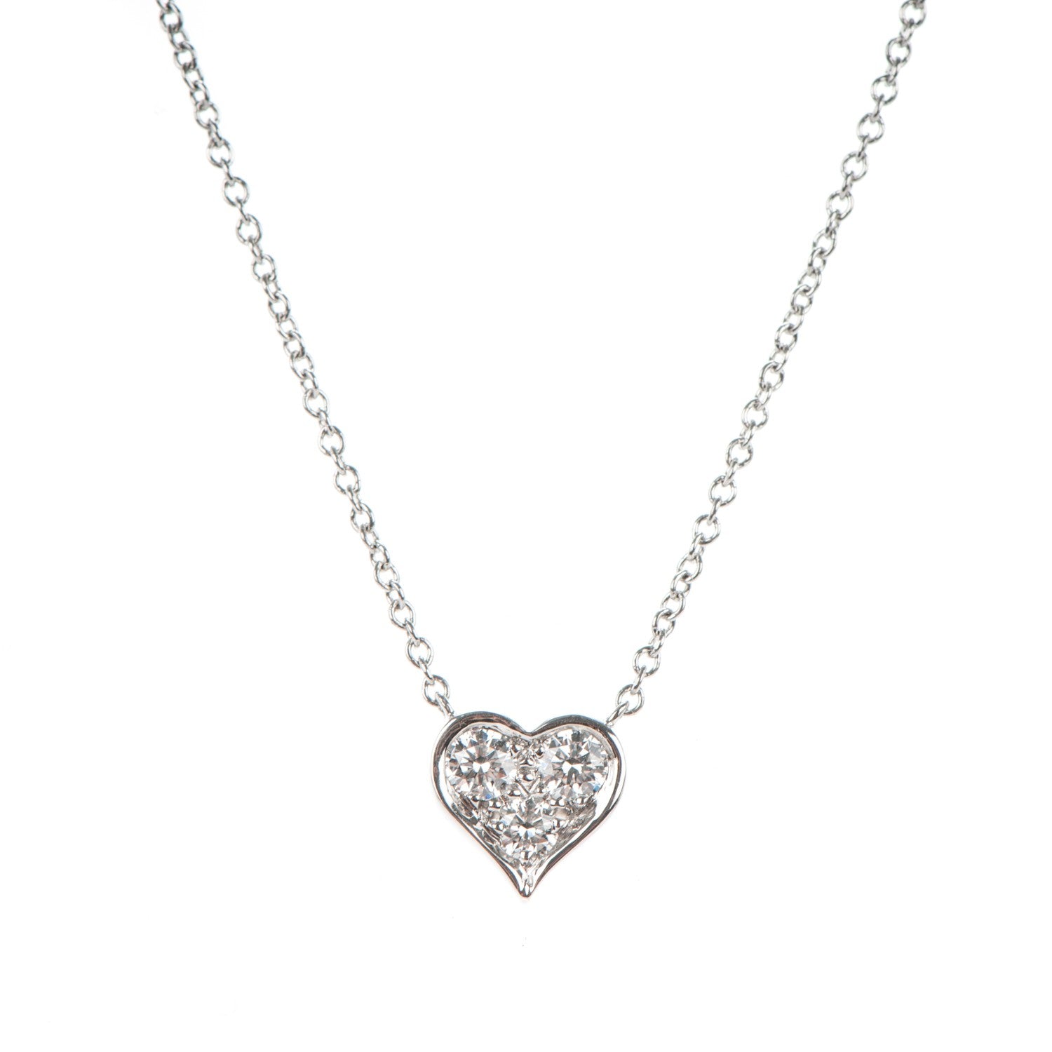 Tiffany Platinum Diamond Heart Pendant Necklace 3 of 4