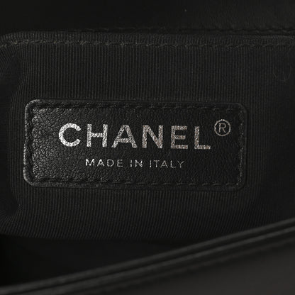 Chanel Calfskin Painted Chevron Embossed Medium Boy Flap Black 6 of 10
