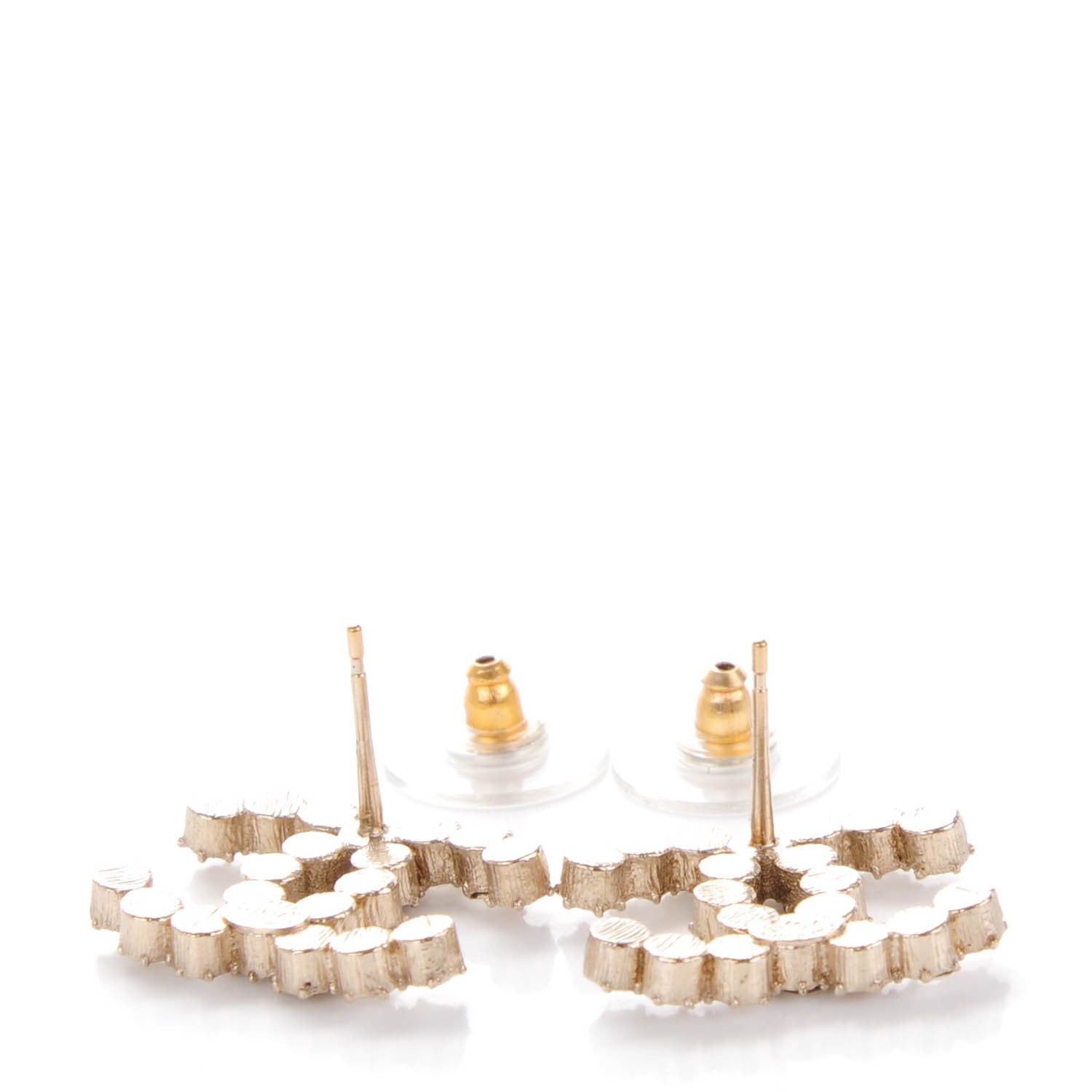 Chanel Crystal CC Earrings Light Gold 3 of 5